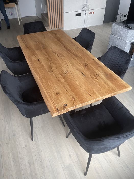 Stół dębowy loft Nowoczesny Dąb Lite Drewno Rustic Jadalnia Żywica