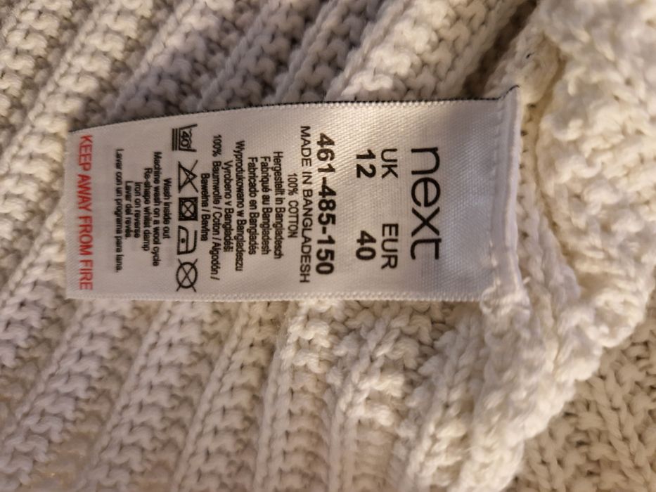 Biały bawełniany sweterek Next, r. S/M