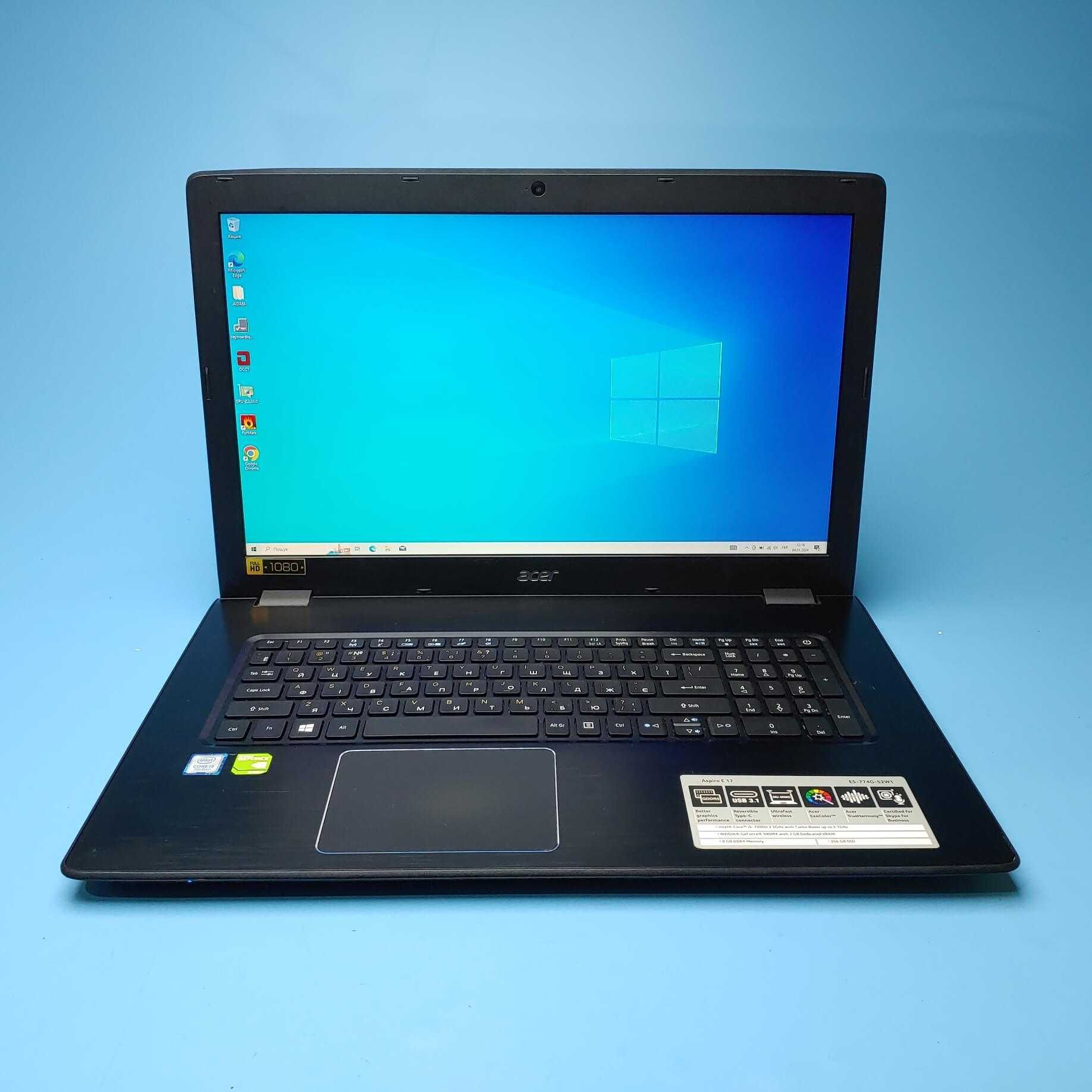 Ноутбук Acer Aspire E5-774G-52W1(i5-7200U/RAM 8GB/GeForce 940MX)(6986)