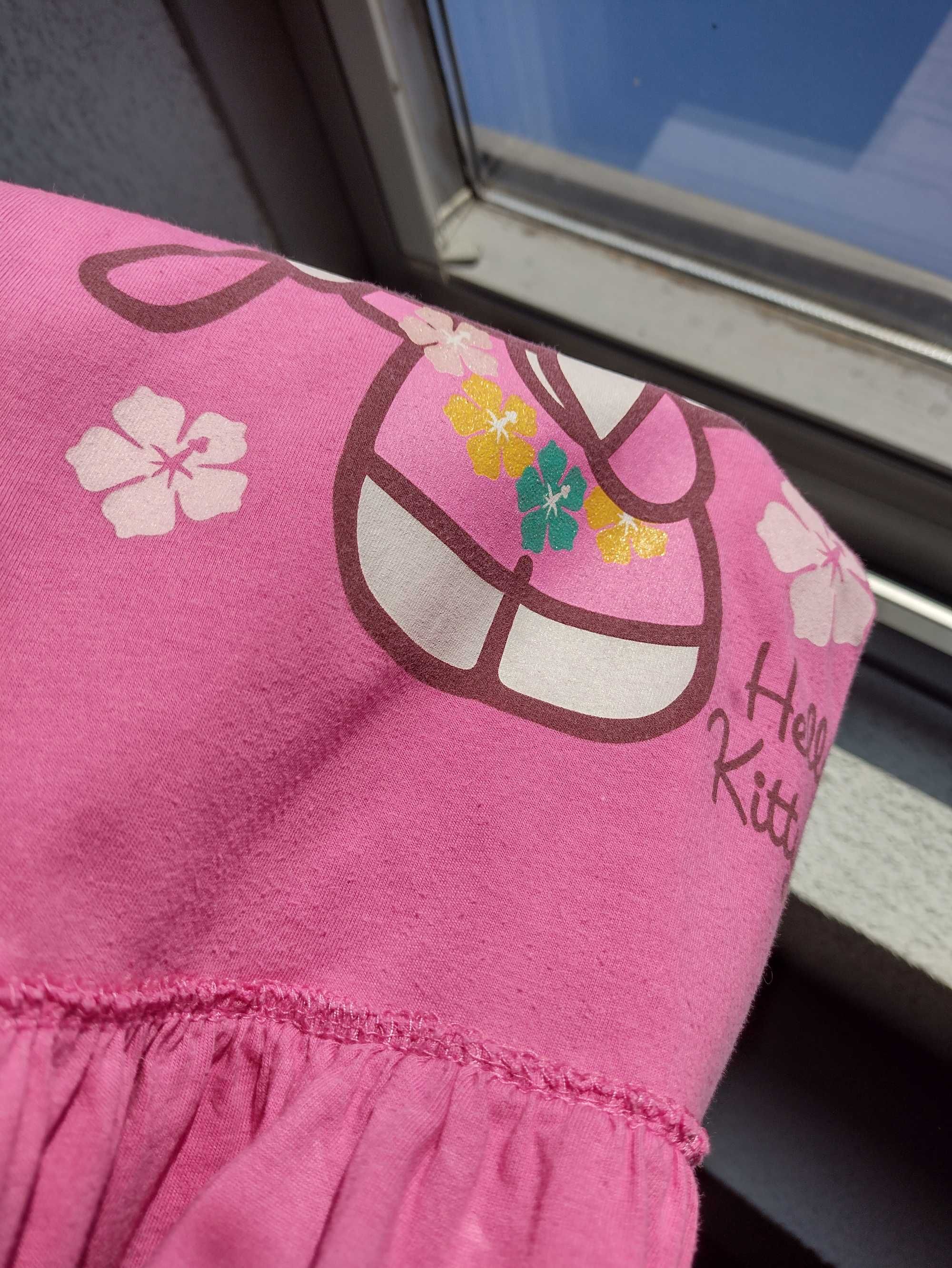 Hello kitty różowa 110 sukienka z kotkiem kotek kot bez rękawów kotem