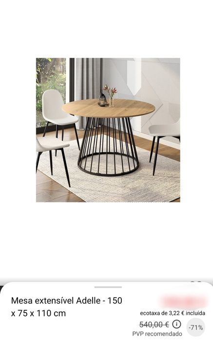 Mesa jantar Extensível- reservada