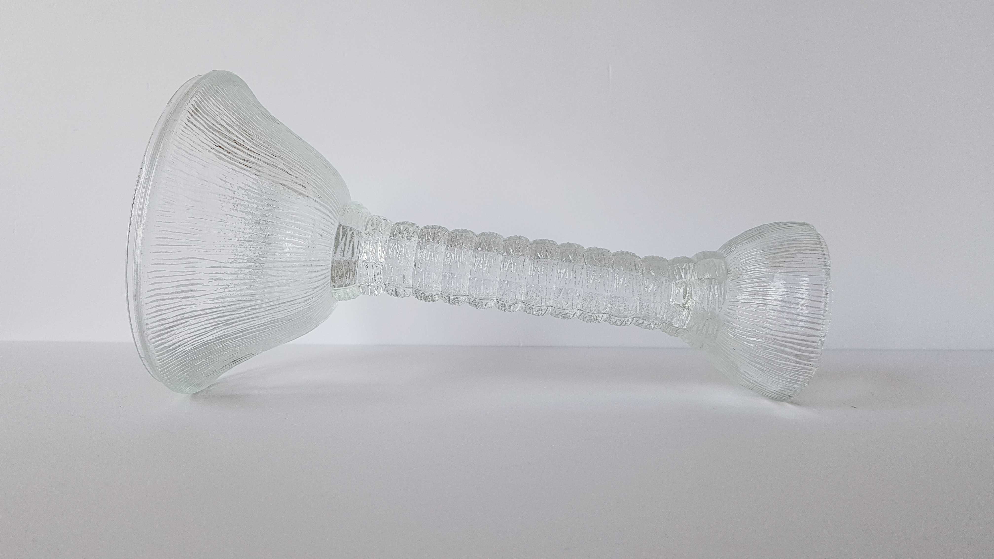 Świecznik kolumnowy / lichtarz Cora (ok. 22,2 cm), Ząbkowice szkło PRL