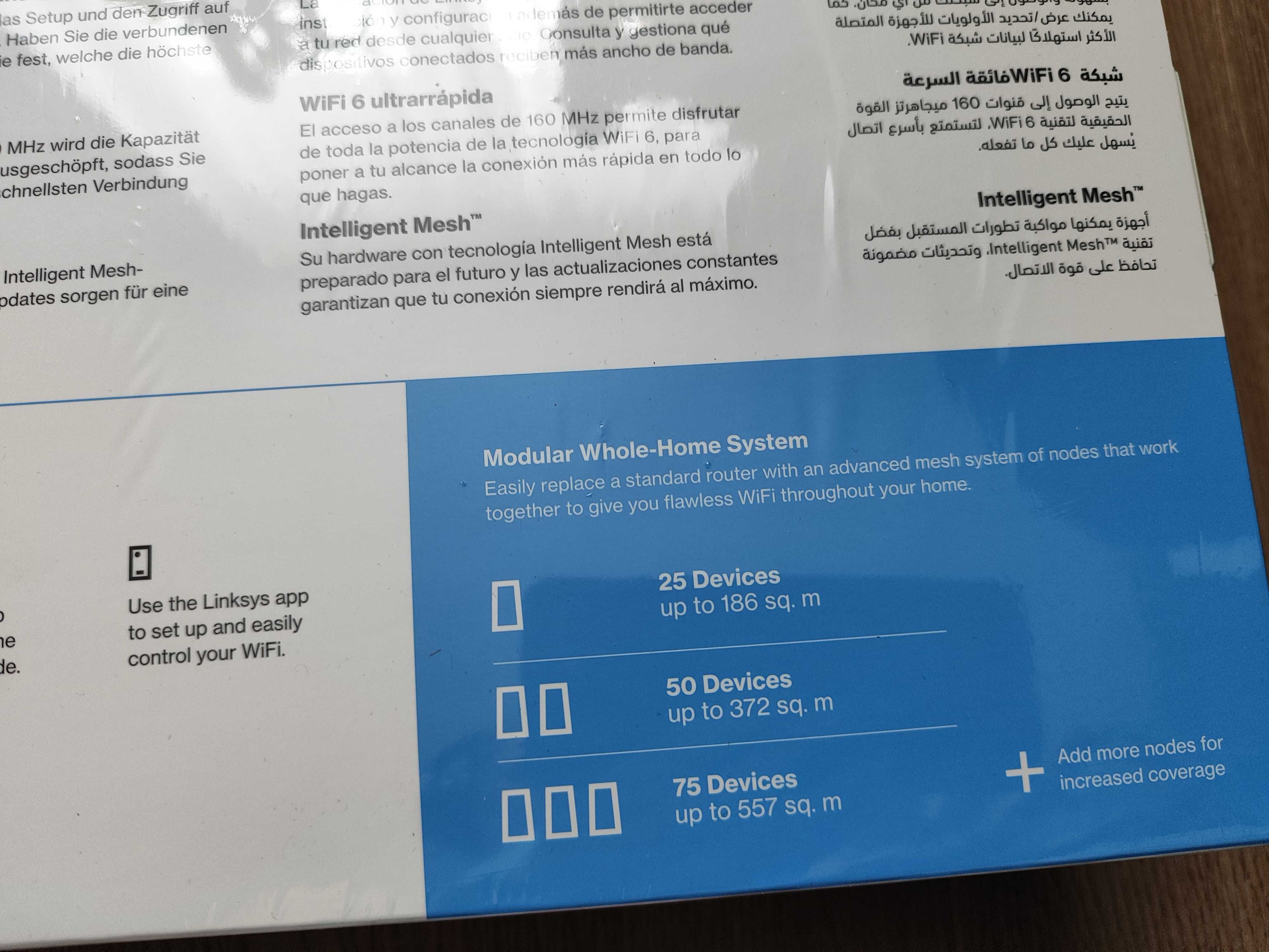 System mesh Wi-Fi 6 Linksys Blue Label, router AX5400 + 3 węzły AX3000