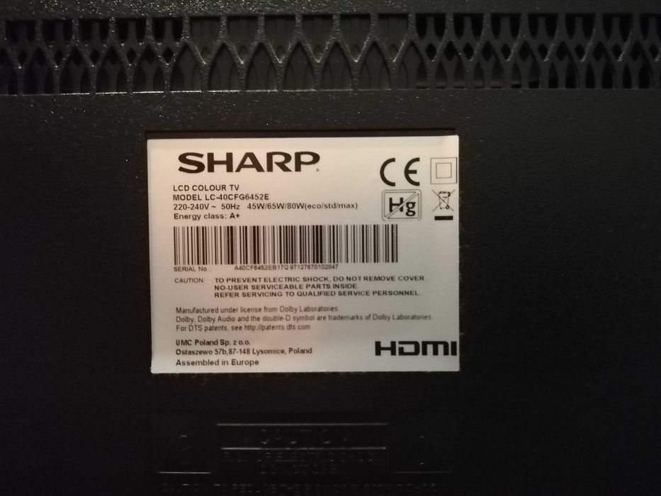 TV LCD Sharp modelo LC-40CFG64 AVARIADA