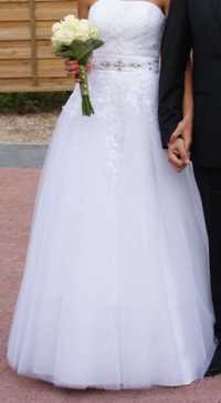 Suknia ślubna Elizabeth 34 36 (gorset, Swarovski, halka, welon, buty)