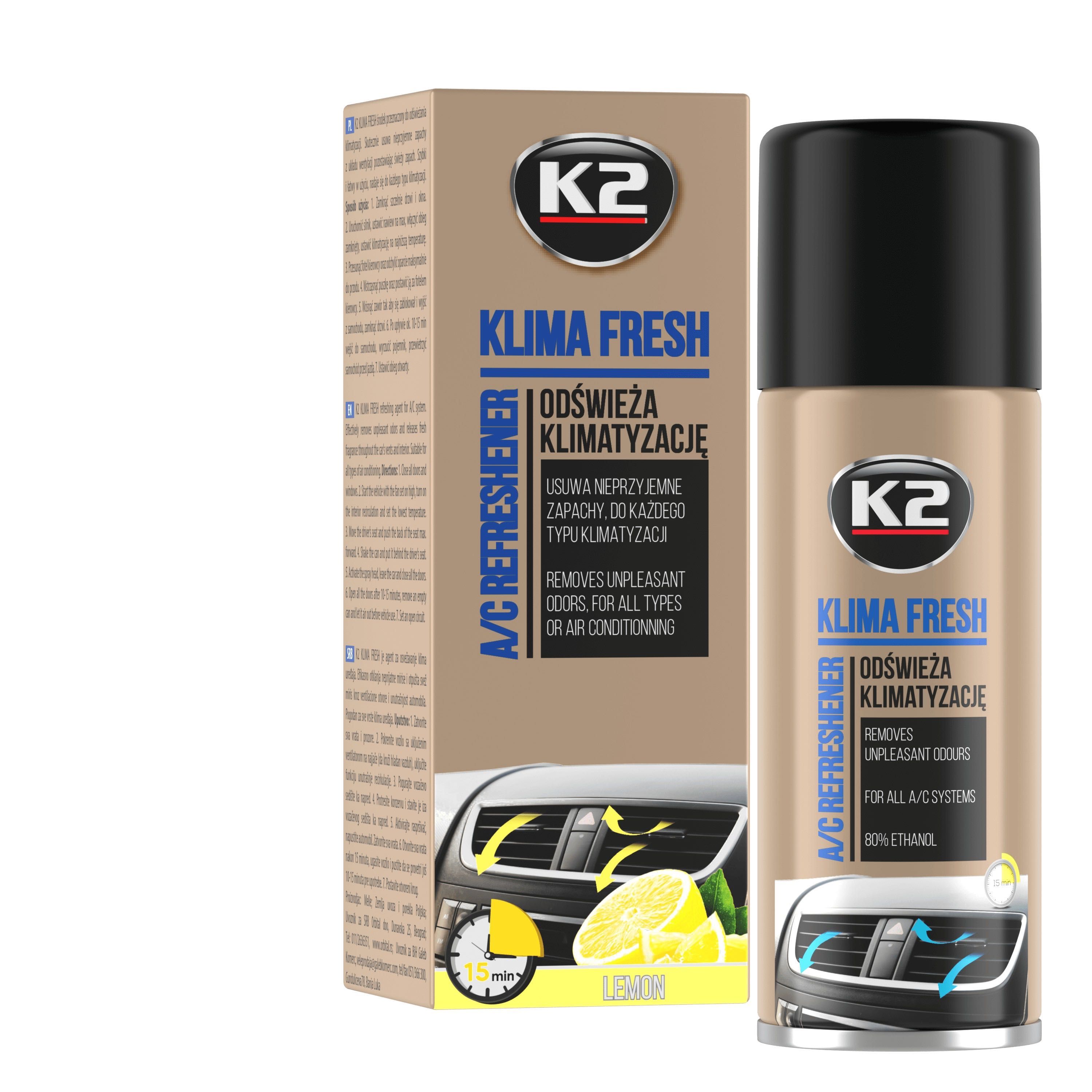 K2 Klima Fresh Środek do odświeżania klimatyzacji Lemon 150 ml K222
