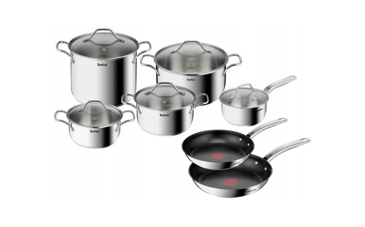 TEFAL Indukcja Zestaw 5 garnków + 2 patelnie 12 el. Nowy Gwarancja