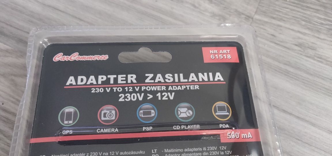 Zasilacz przejściówka z 230V na 12V gniazdo zapalniczki nowy