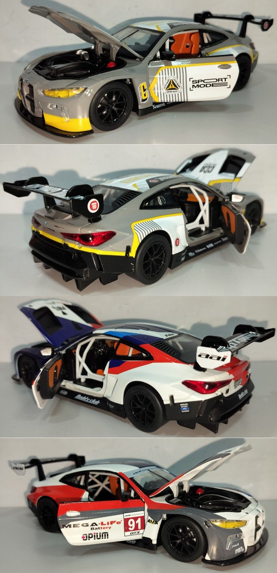 BMW M4 GT3 Racing модель 1:24 ТМ Автопром Металлическая звук свет