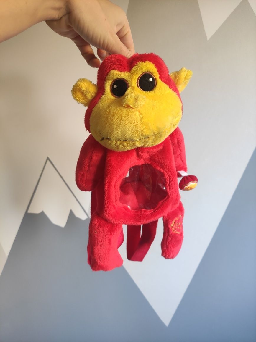 Czerwony plecak chupa chups, małpka vintage Red monkey