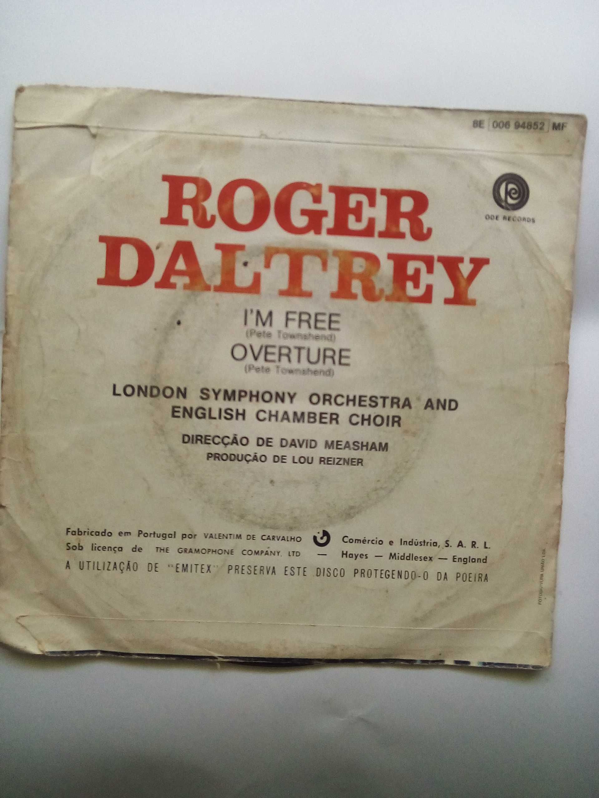Vinil 45 rpm de Roger Daltrey, I'm free