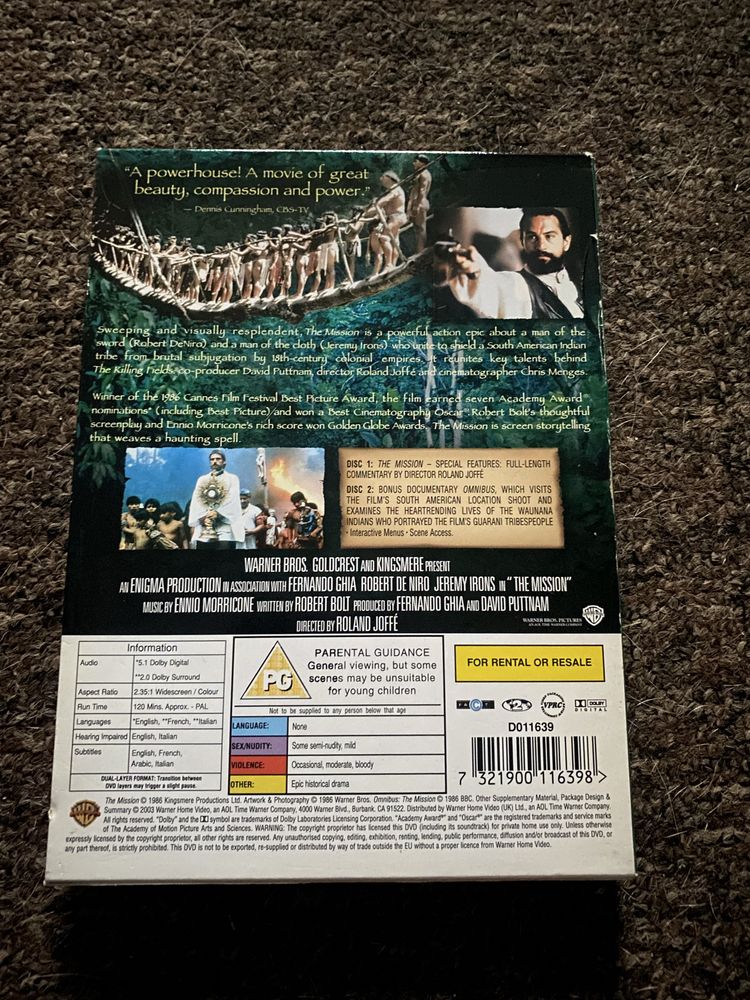 Misja DVD Dwupłytowe Wydanie Kolekcjonerskie UK De Niro.