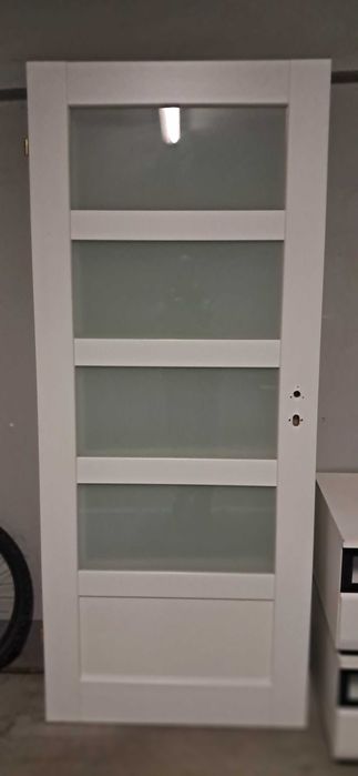 Transport 3szt Drzwi 80 drewniane biale lewe prawe łazienkowe szklone