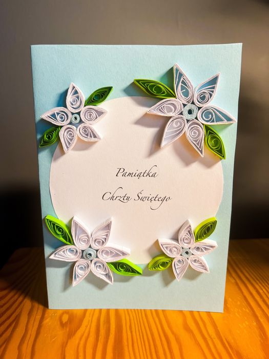 Kartka na Chrzest Święty z miejscem na własne życzenia, qullilng