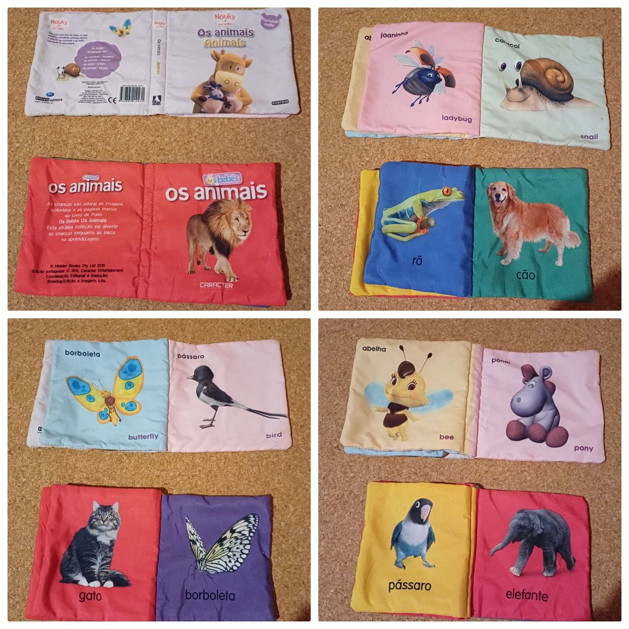 Conjunto de 2 Livros em tecido bebé, 14 imagens e cores.