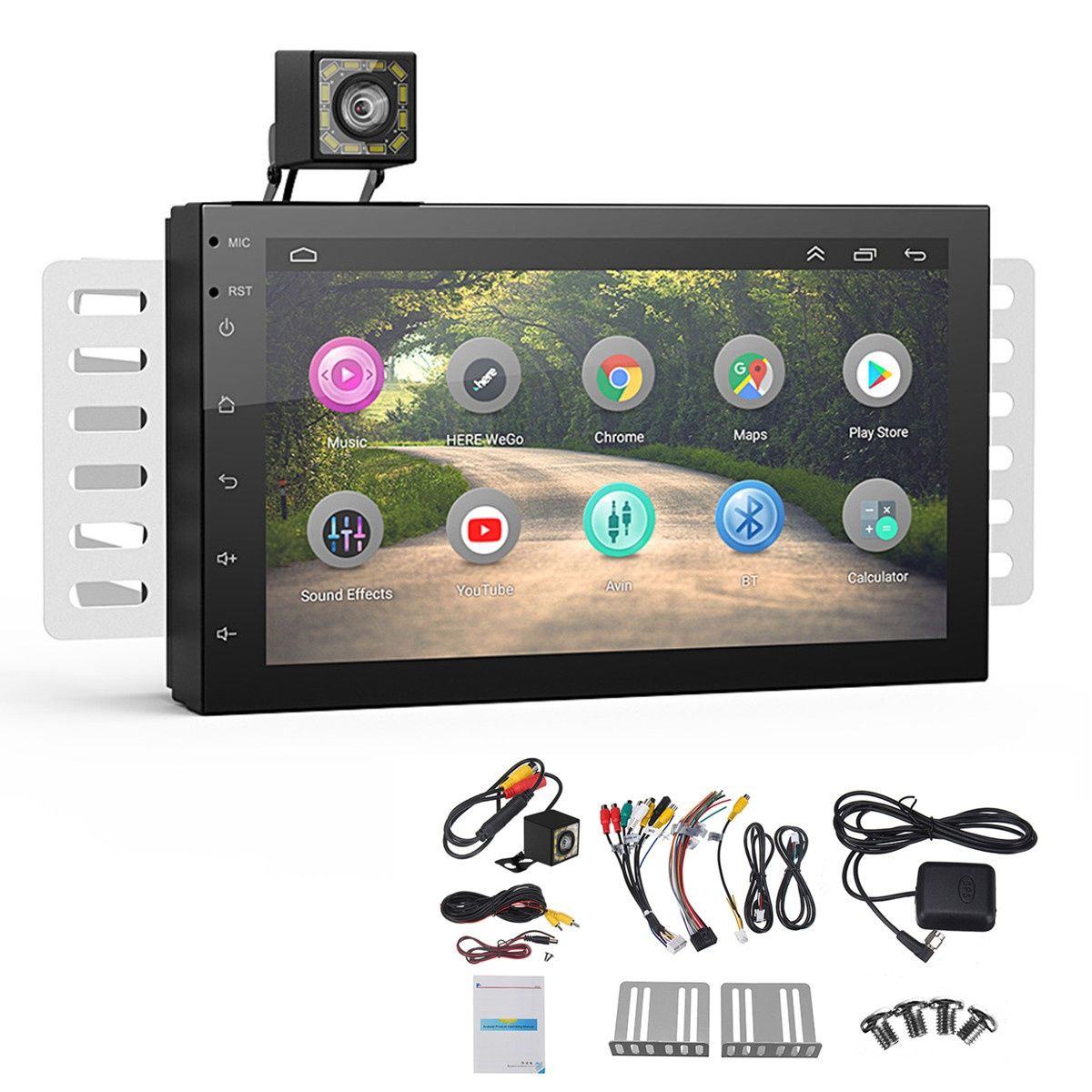 Rádio 2din 7" 2/32GB android 9 gps wifi Mirrorlink + câmara