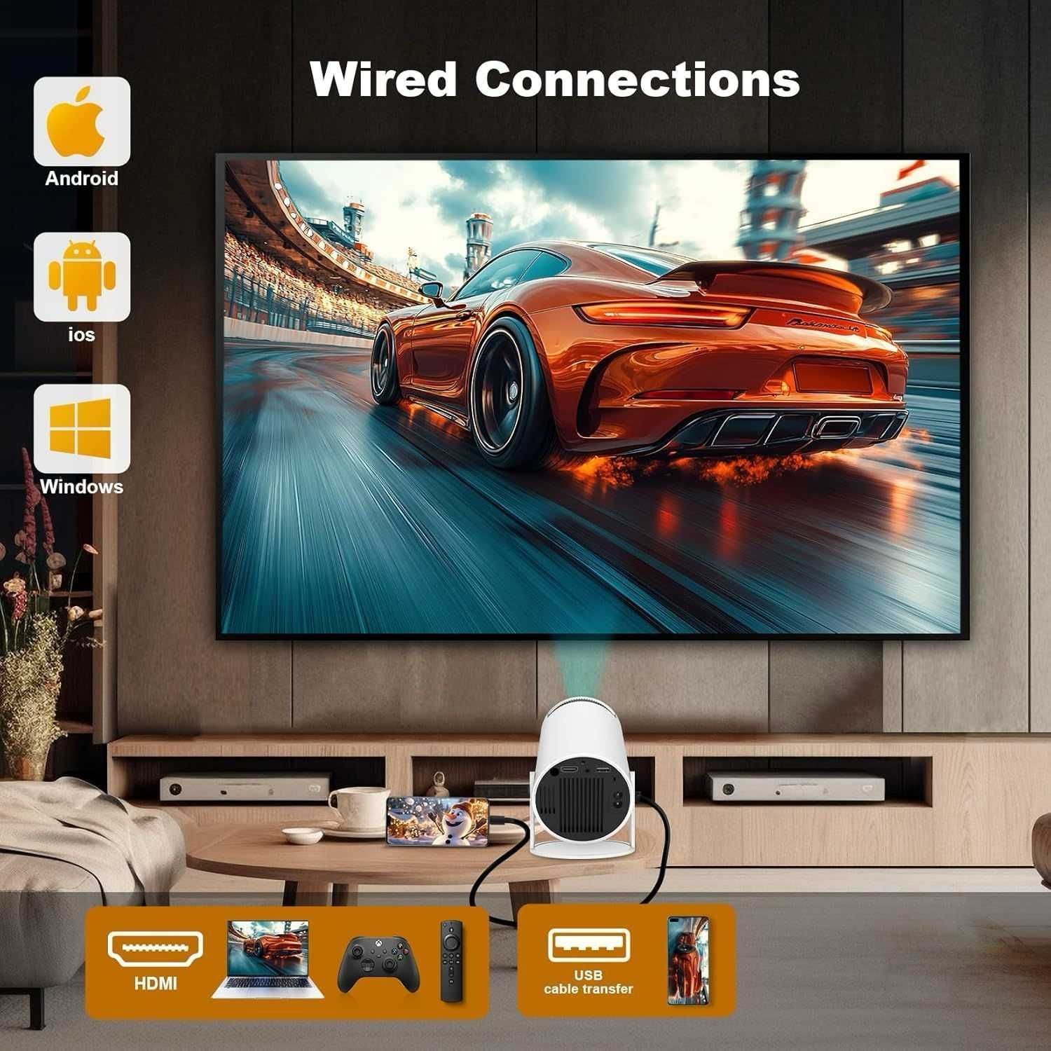 Проектор WIFI Magcubic HY300 4К Android 12 мини смарт LED Оригинал