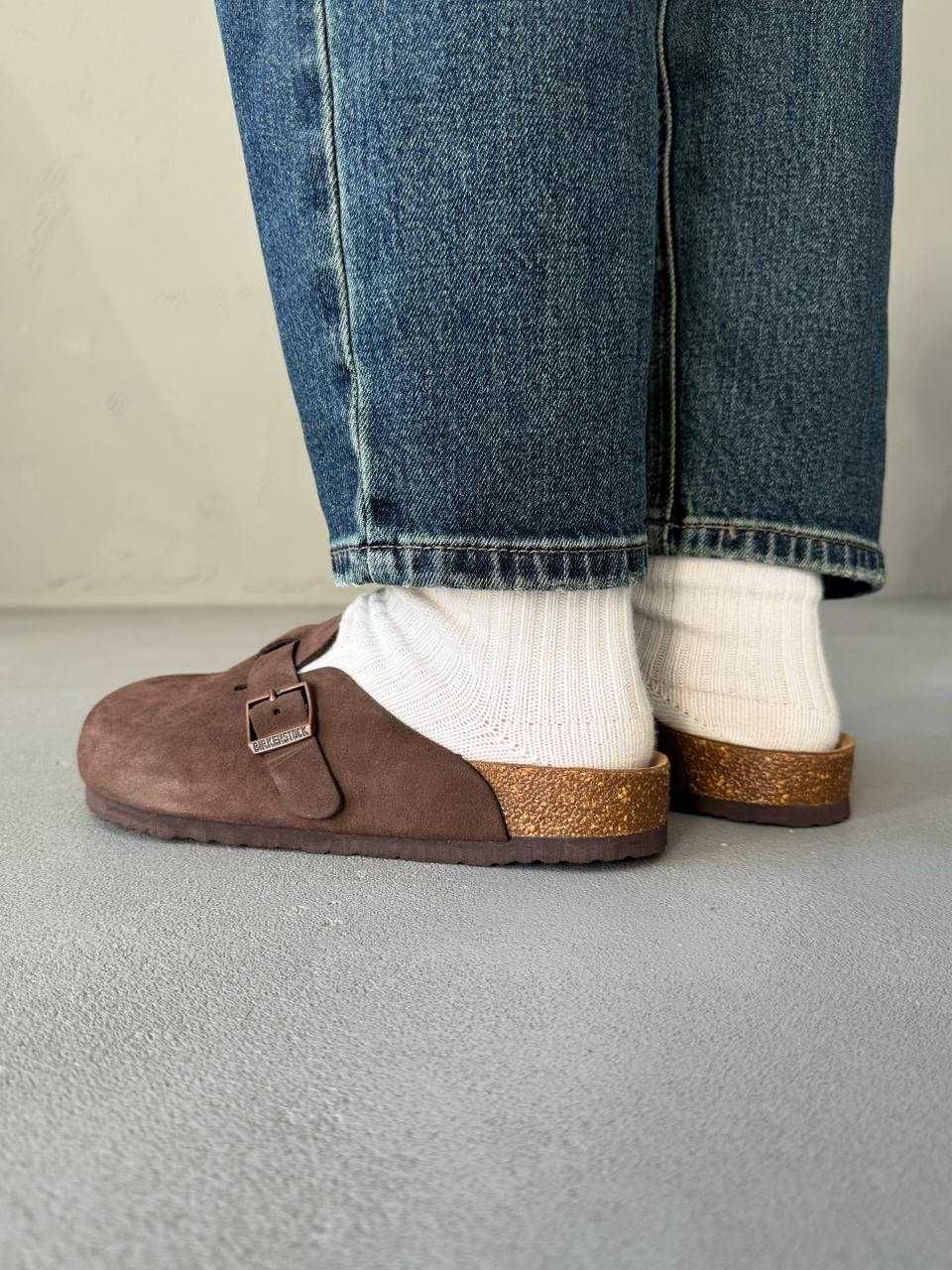 Капці клоги Birkenstock Boston Brown premium