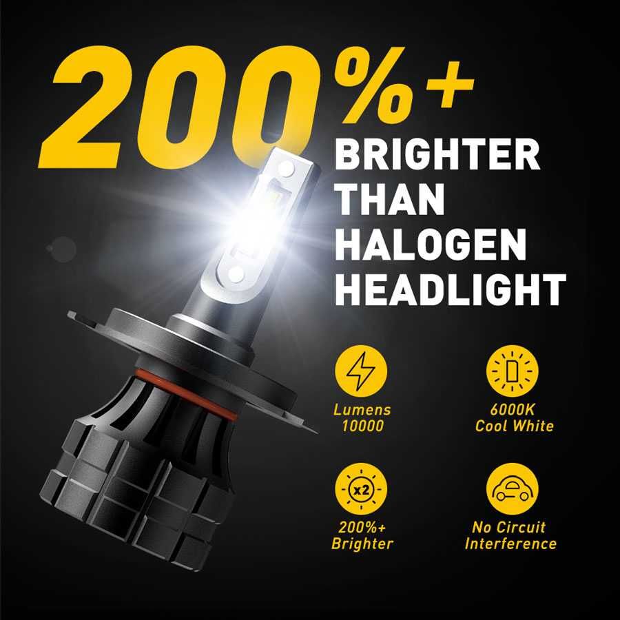 LED автолампы Auxito H7 H4 H11 H8 H9 HB4 HB3 HB5 H13 Canbus