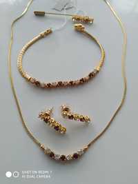 Elegancki zestaw biżuterii xuping naszyjnik kolczyki bransoletka