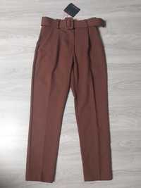 Nowe eleganckie spodnie cygaretki brąz czekolada S