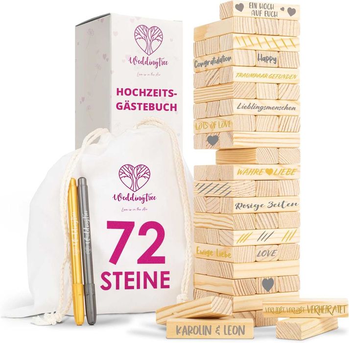 WeddingTree Drewniana wieża jako księga gości weselnych 72 szt