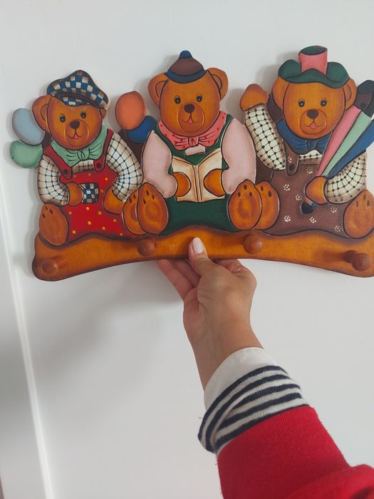 Cabide quádruplo de Madeira - 3 Ursinhos