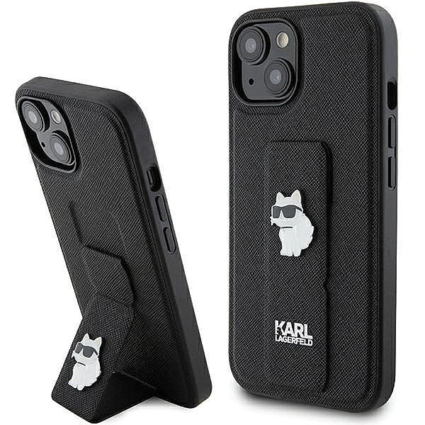 Etui Karl Lagerfeld Gripstand Saffiano Choupette Pins na iPhone 15 Plu