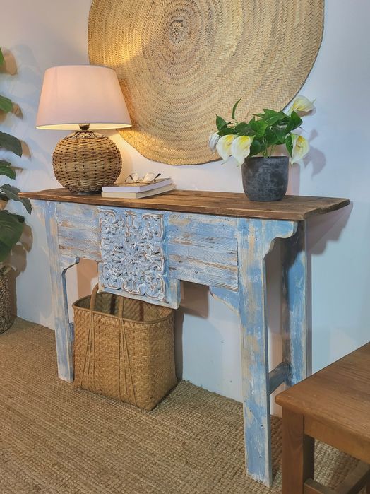 aparador, consola, mesa, apoio, talha, rustico