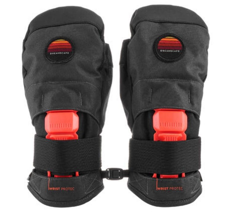 Рукавиці дитячі 500 Protect для сноубордингу чорні/помаранчеві