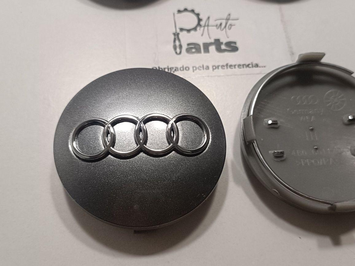Conjunto 4 centros jante Audi 60mm Cinza