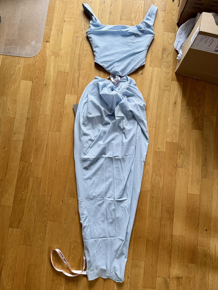 House of cb vesper spódnica + gorset soft blue jasnoniebieski