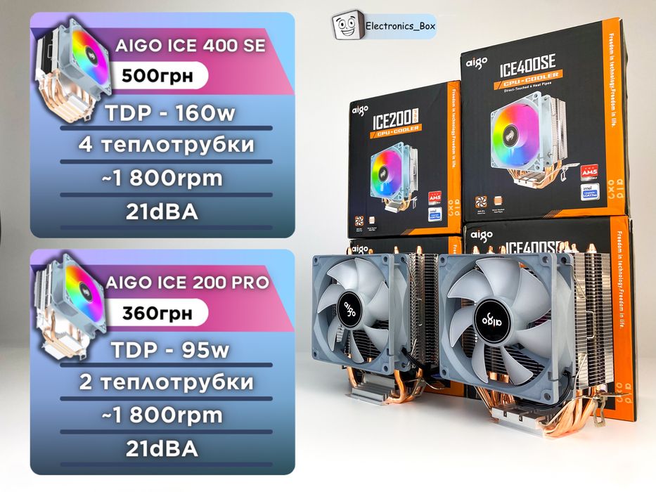 Кулер охолодження процесора Aigo Ice 200PRO / Aigo Ice 400SE RGB