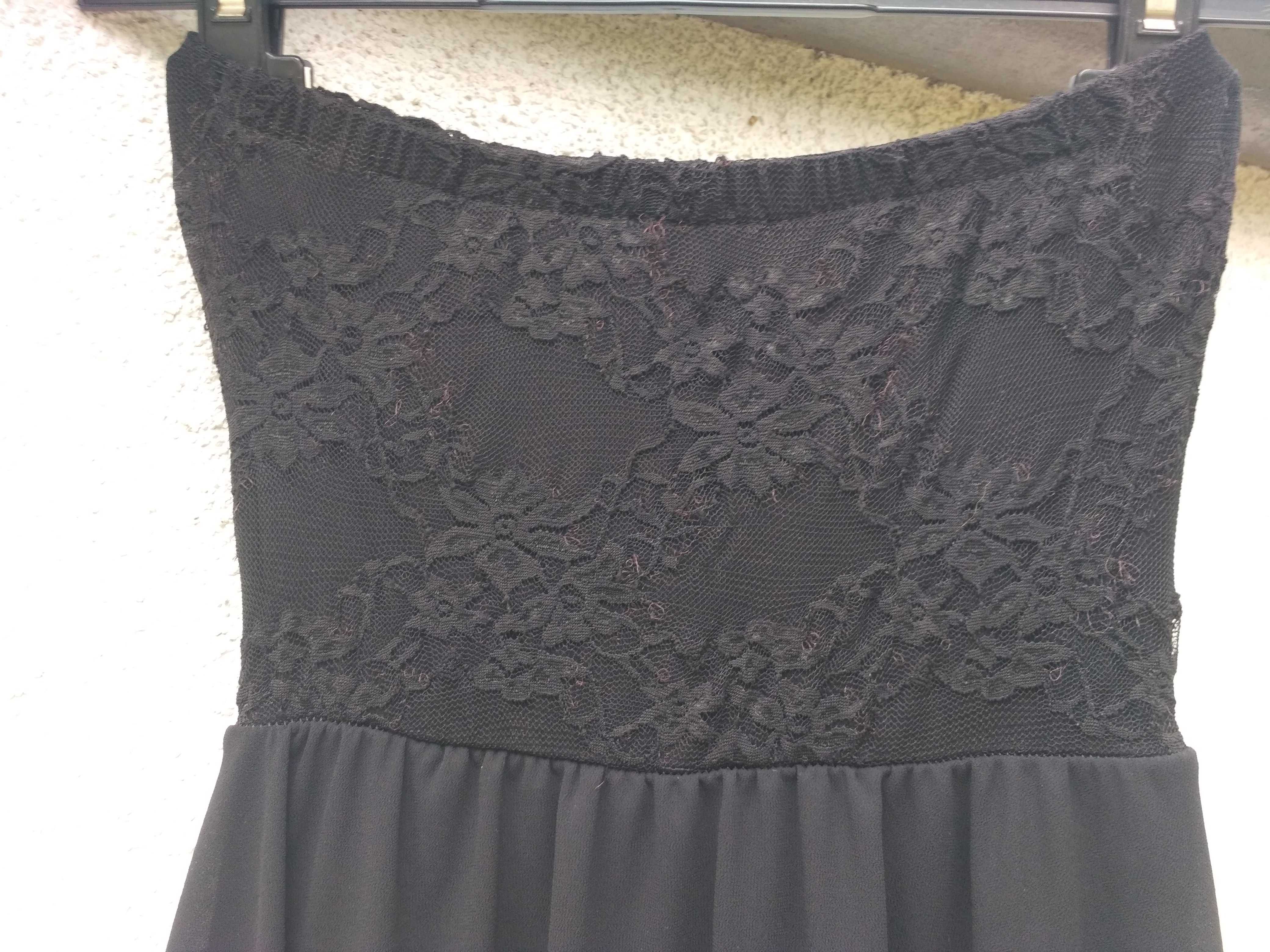 czarna włoska asymetryczna sukienka bez ramiączek
