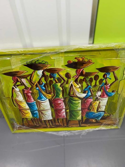 Quadros (2) com moldura - Artesanato de Luanda - "Kifica"