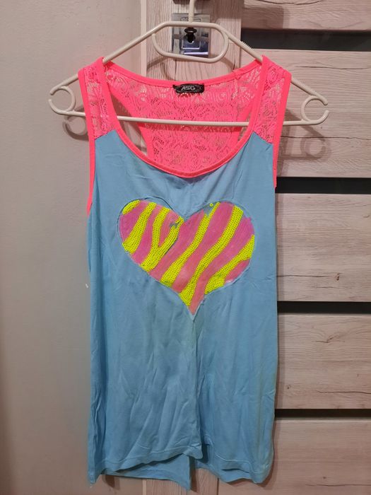 Koszulka błękit róż neon