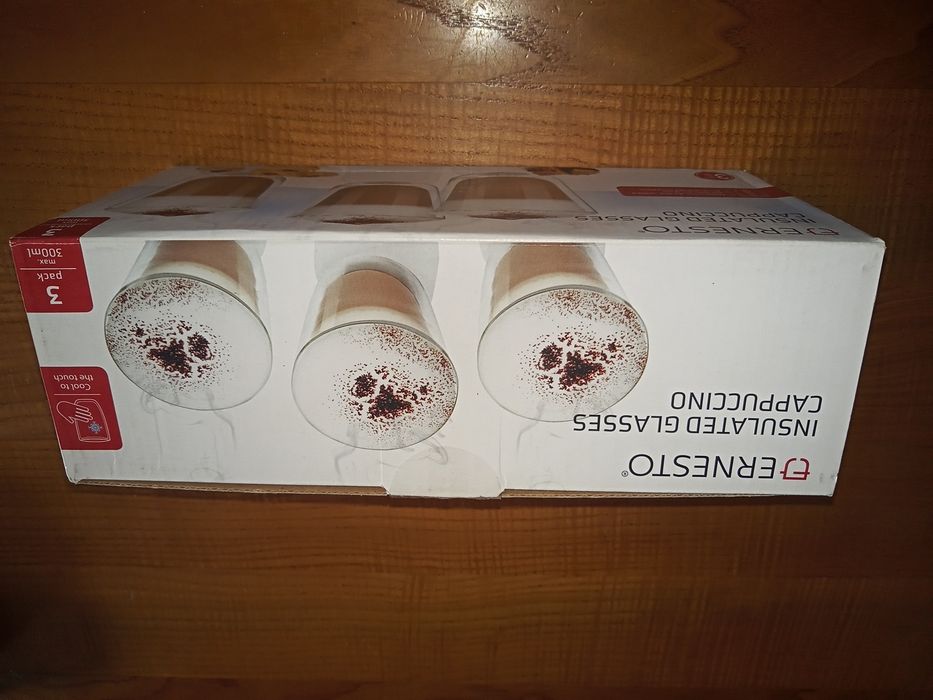 Szklanki do cappucino 300 ml - próżniowe, termiczne 3 szt. NOWE !!!