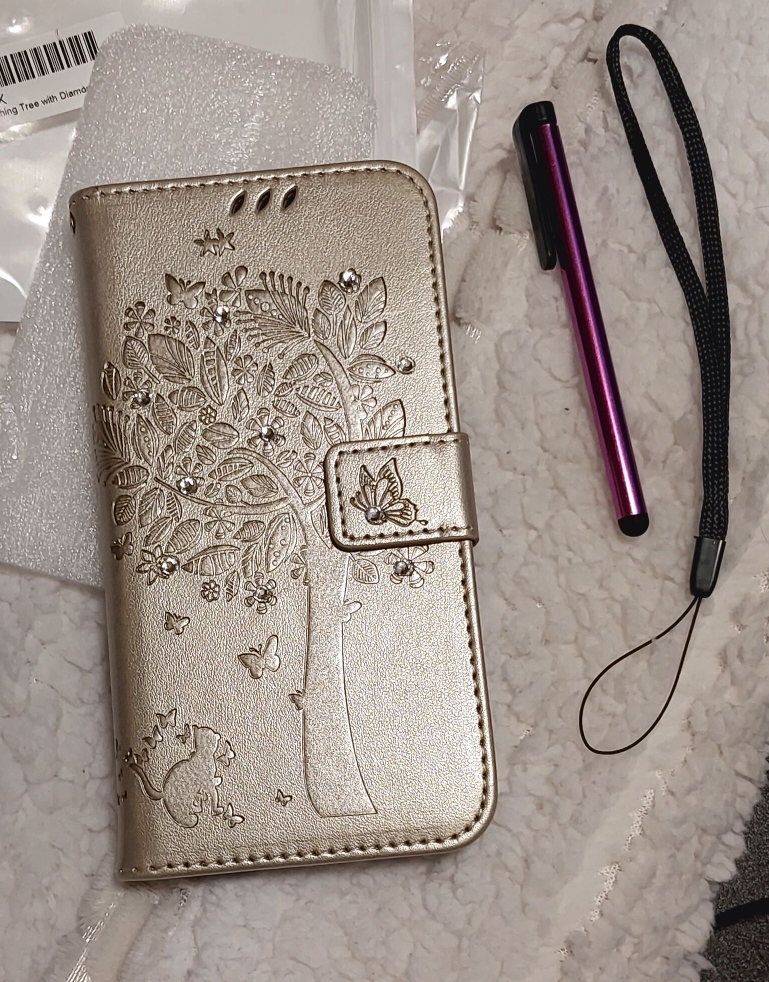 Capa samsung S6 Edge Plus dourada gato diamantes