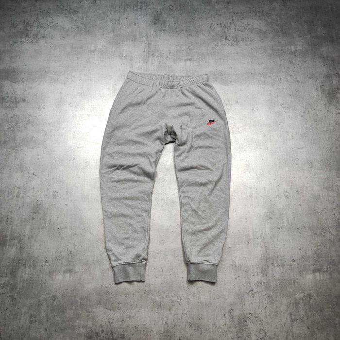 MĘSKIE Spodnie Dresy Sportowe Bawełna Haft Logo Nike Casual Szare Gym