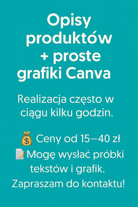 Opisy produktów + proste grafiki Canva — szybka realizacja