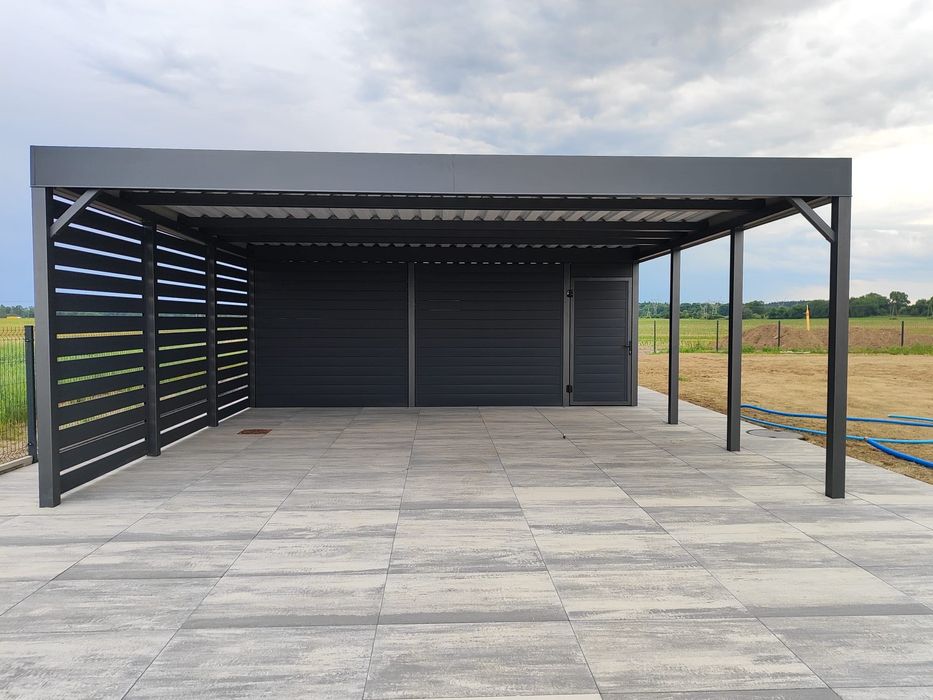 Nowoczesna wiata garażowa, carport