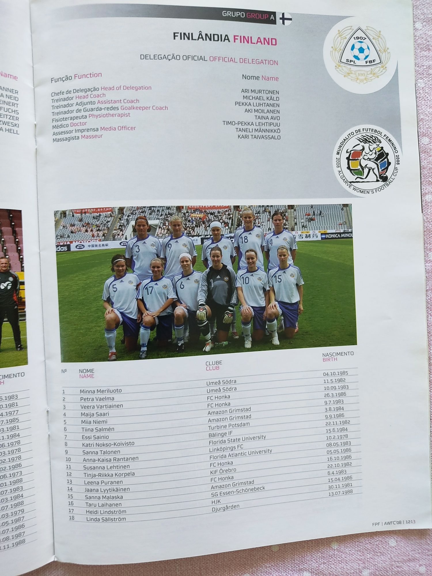 Programa de Mundialito de futebol feminino Algarve 2008