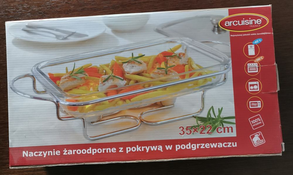 Naczynie żaroodporne z pokrywą w podgrzewaczu Arcuisine 35x22 cm