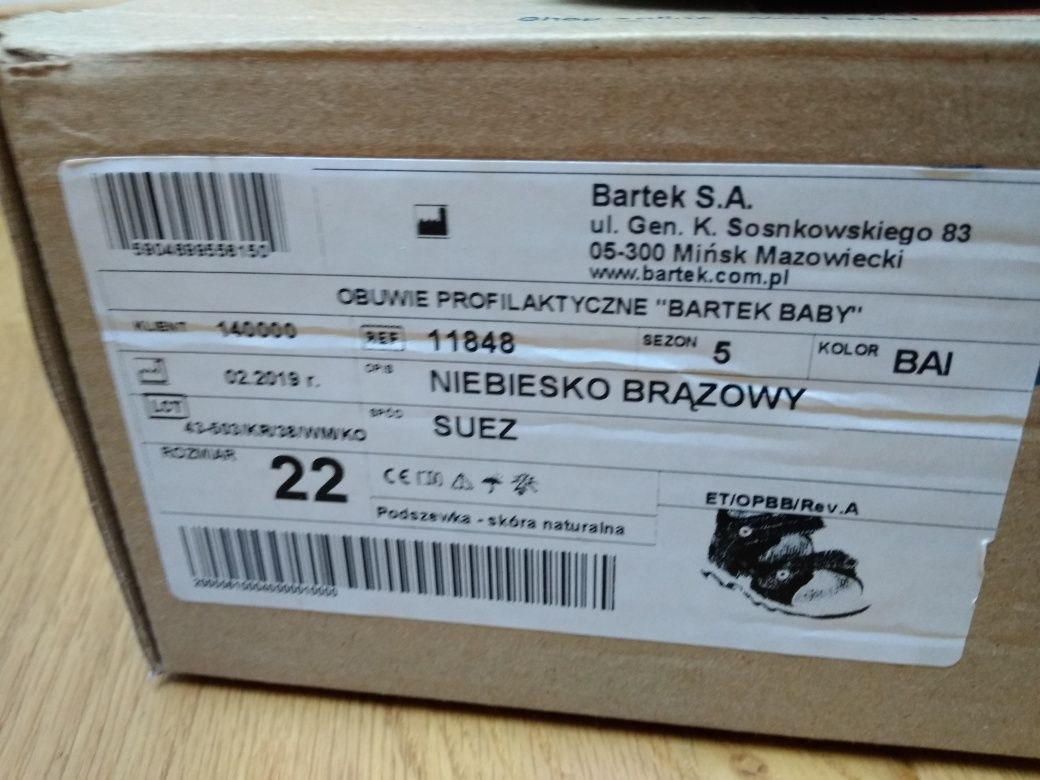 Skórzane sandały Bartek rozm. 22