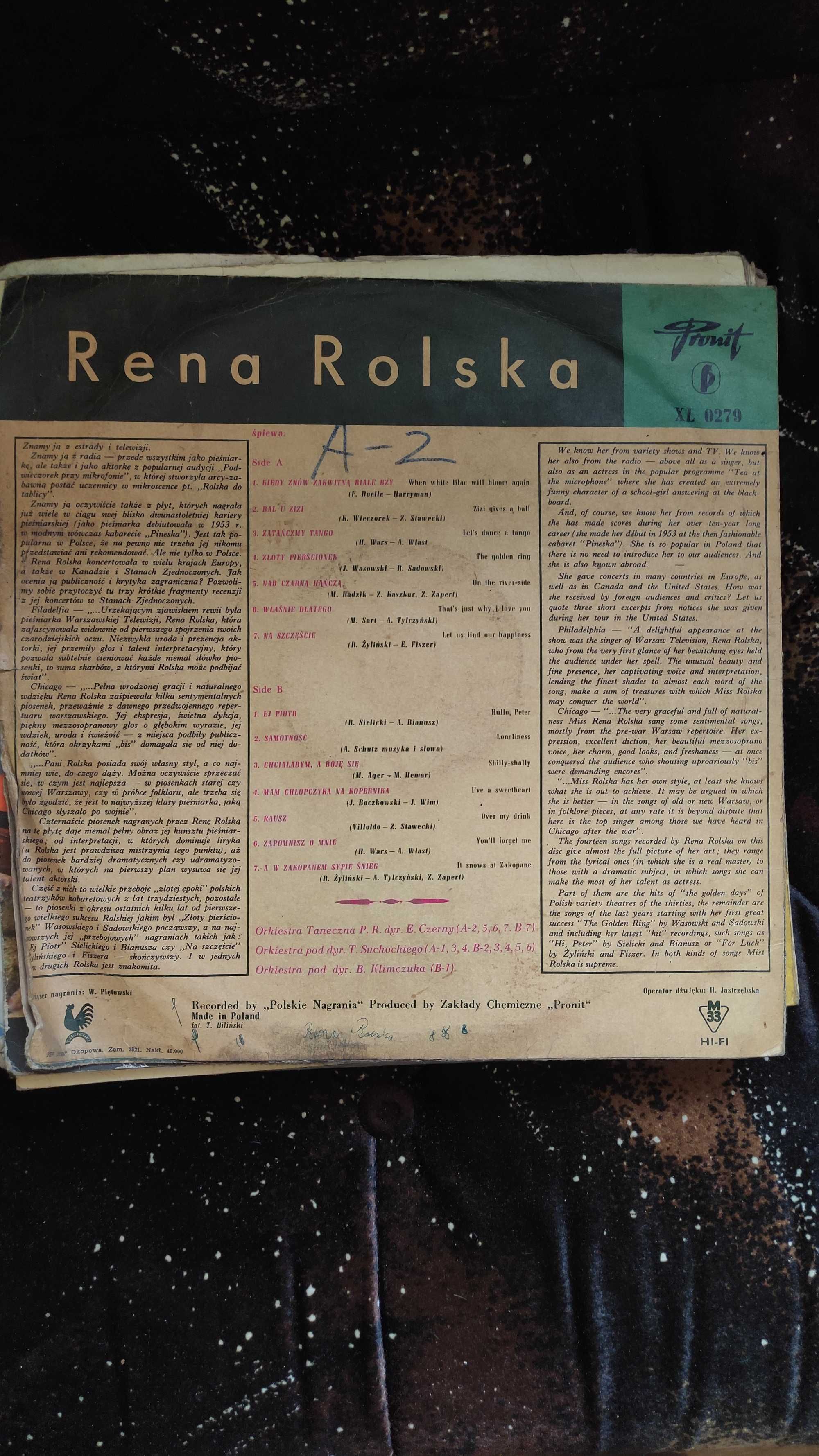 Rena Rolska - Kiedy znów zakwitną białe bzy.. (Pronit XL 0279)