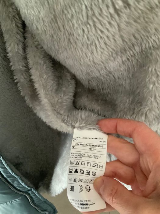 Kurtka chłopięca zimowa szara Benetton 13-14 lat 168cm jak nowa