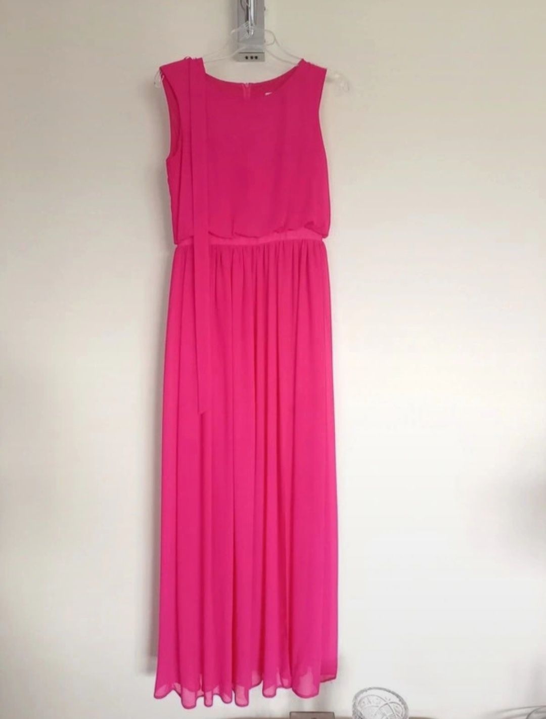 Długa różowa sukienka maxi, rozmiar S