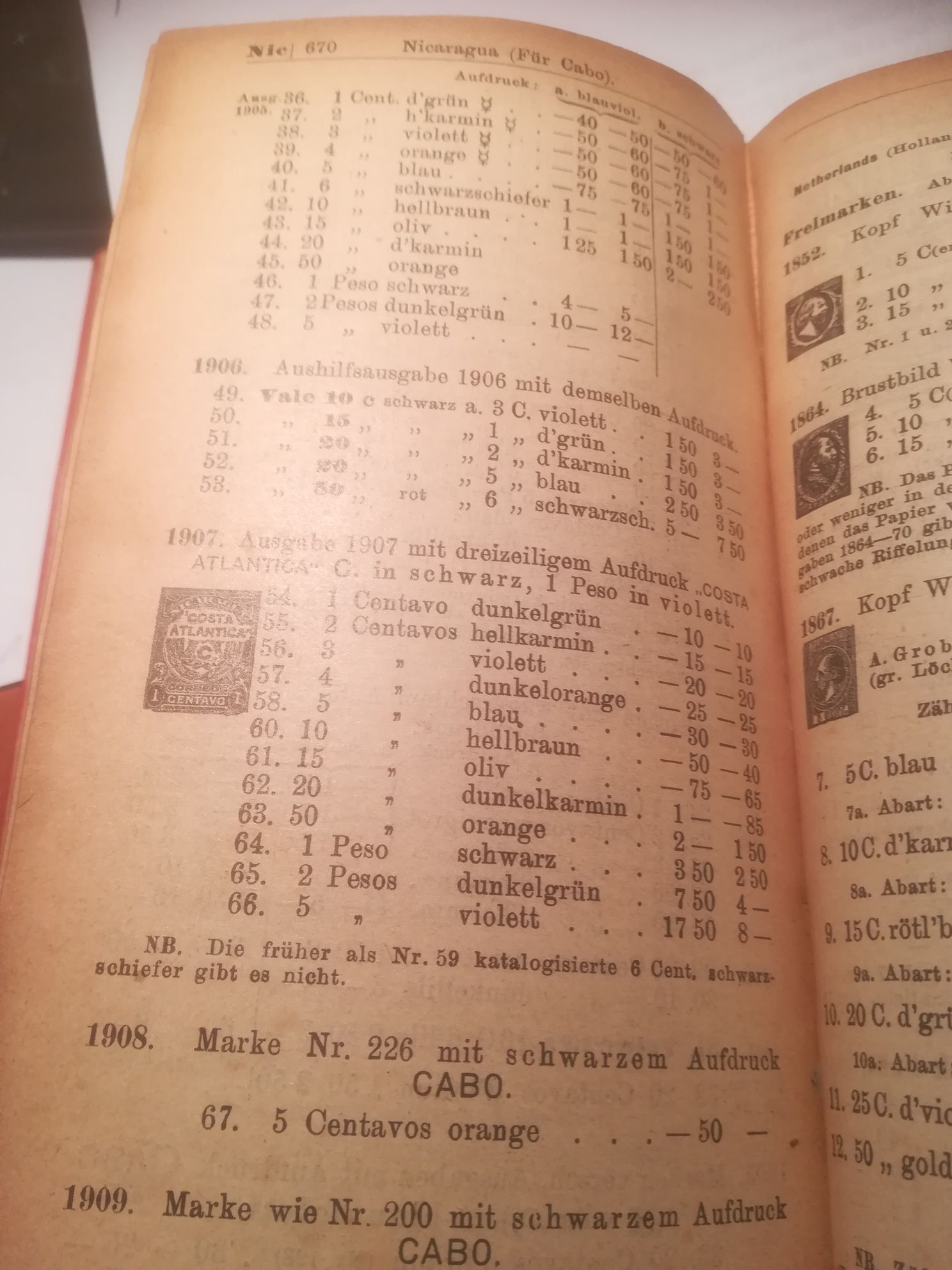 Katalog do znaczkow SENF 1910.