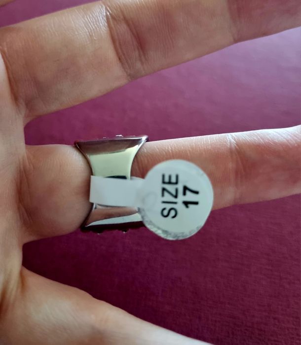 Anel bicolor, em aço, com 2 fiadas de zirconias cruzadas. T17