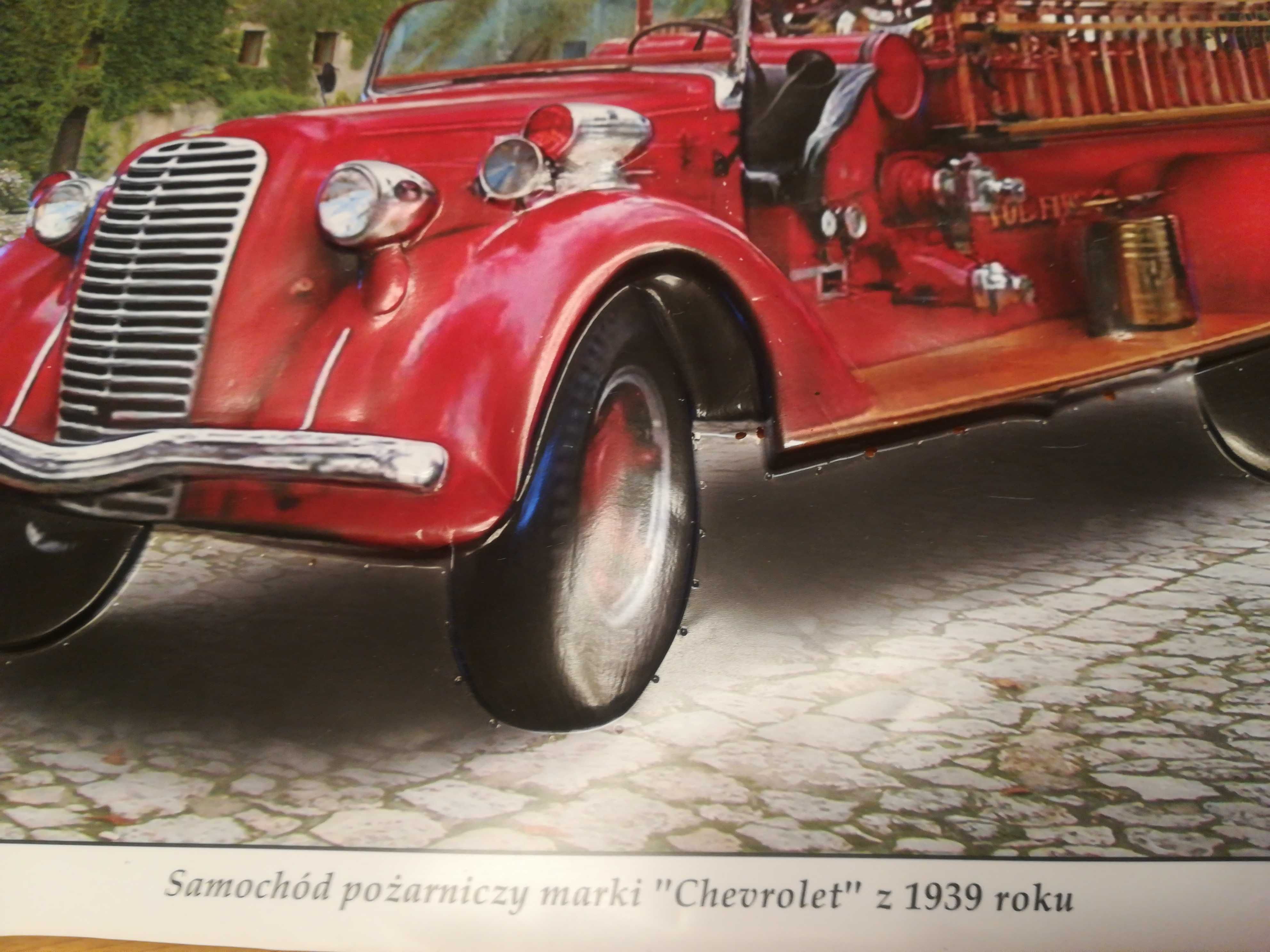 Plakat plastikowy wypukły samochod zabytkowy 1939 r. Straż pożarna